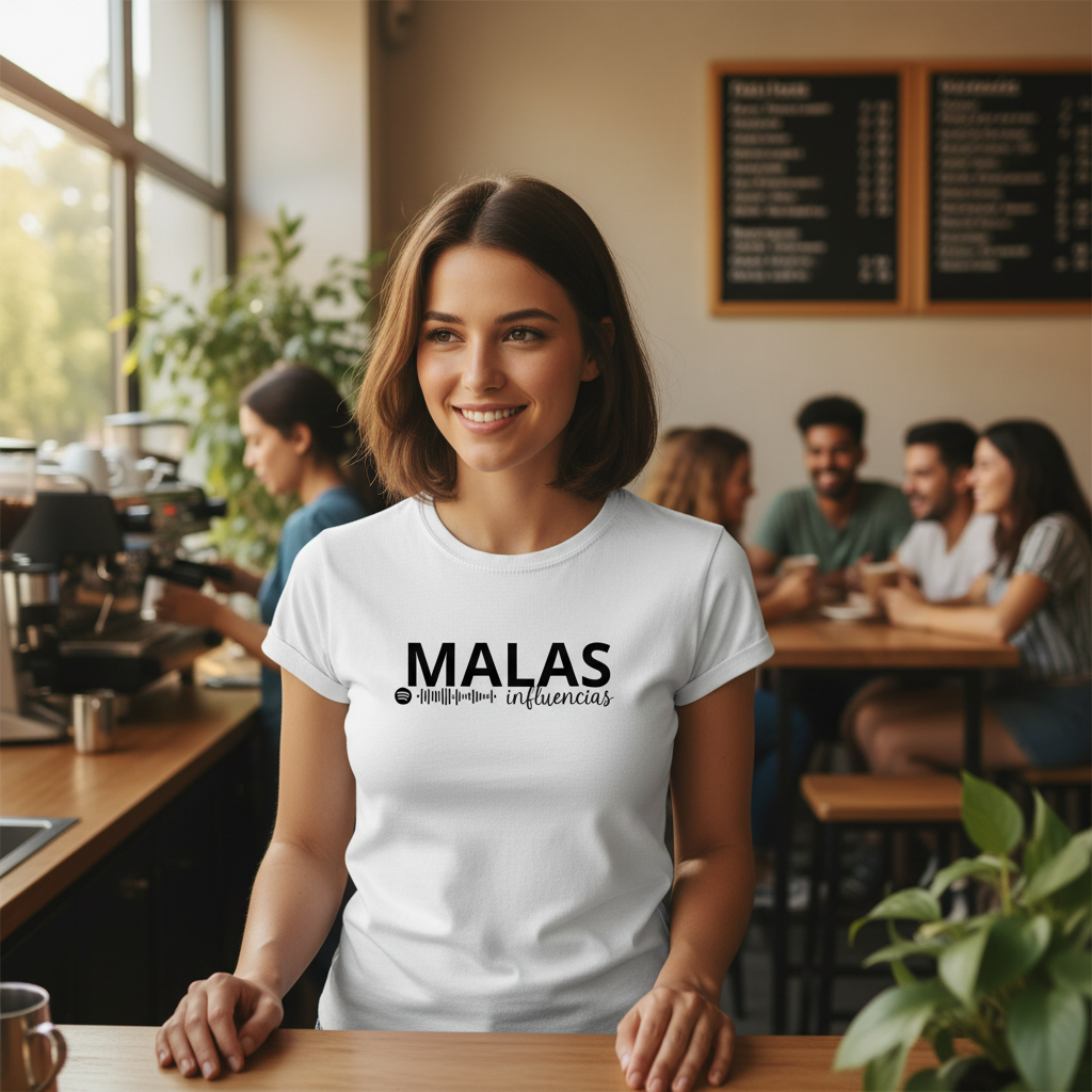 T-shirt Personalizada com Nome e Música Spotify - Rainha das Más Influências