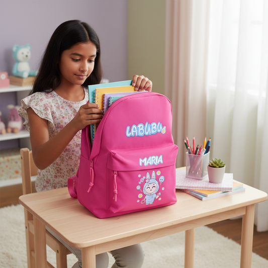 Mochila Personalizada Labubu com Nome – Para a Escola