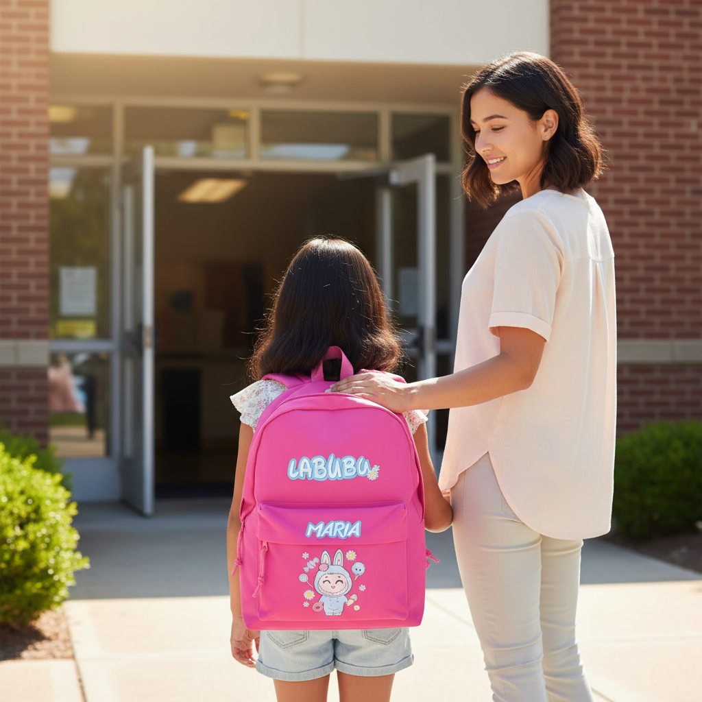 Mochila Personalizada Labubu com Nome – Para a Escola