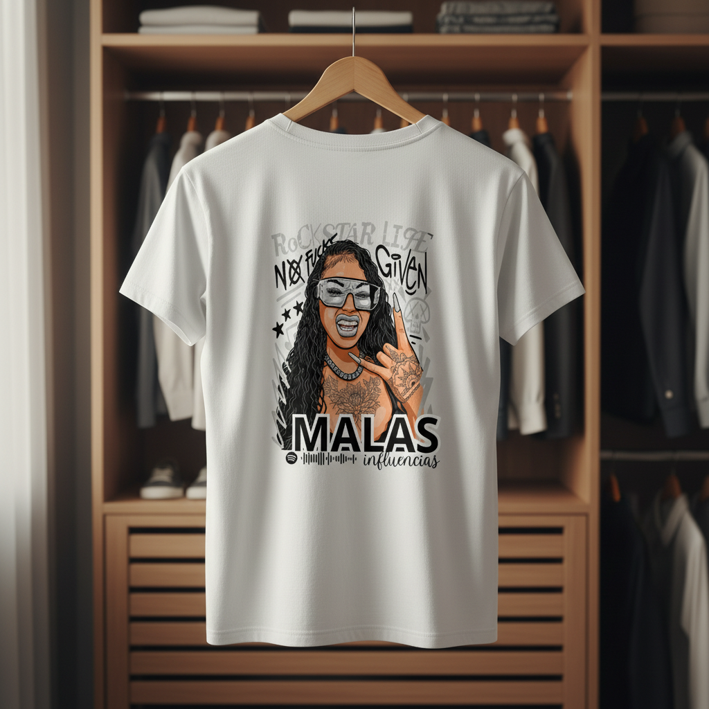 T-shirt Personalizada com Nome e Música Spotify - Rainha das Más Influências